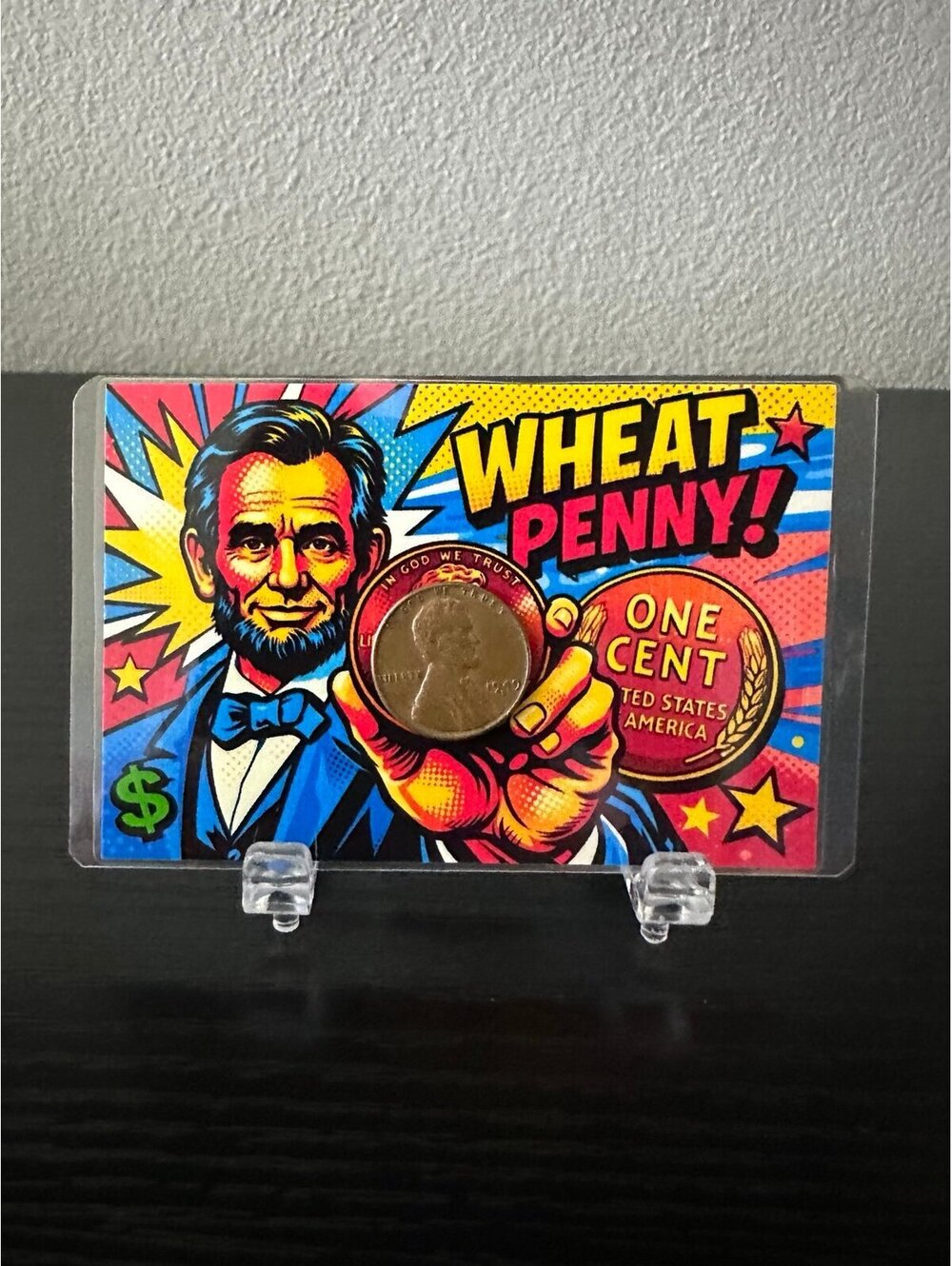 Real Wheat Penny Abraham Lincoln Custom Card Novelty Collectible Gift #5